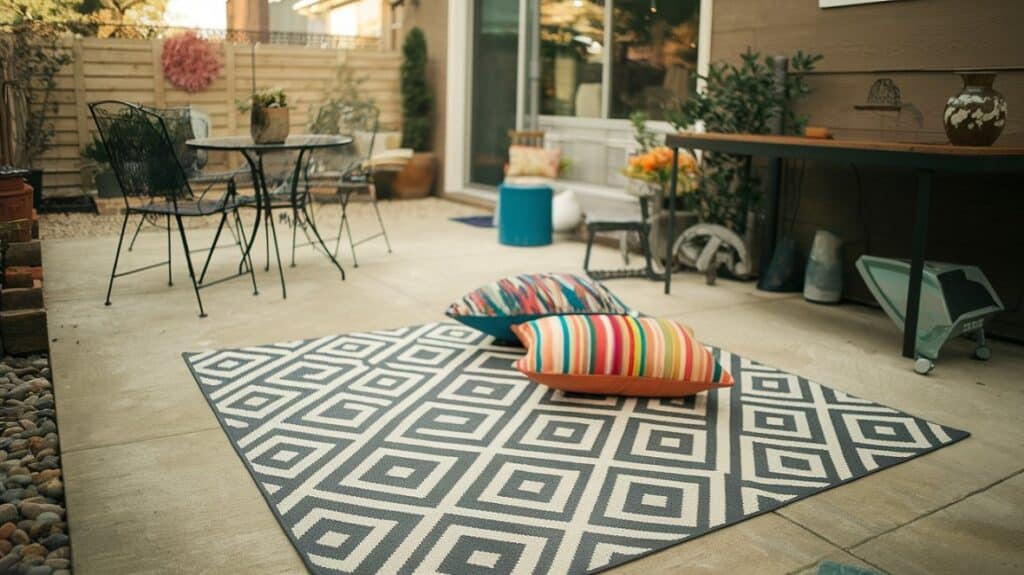 Incorporating Colorful Outdoor Rugs and Pillows