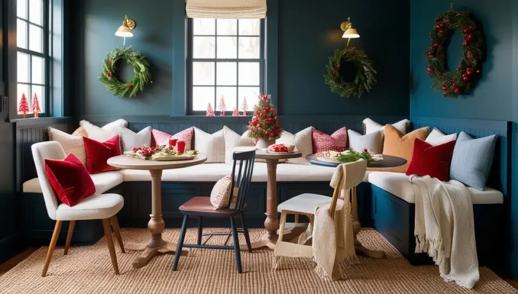 Comfy Breakfast Nook  Christmas Brunch Decor Ideas