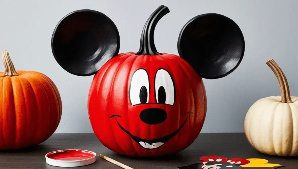 Red and Black Mickey Mouse Pumpkin    Pumpkin Decorating