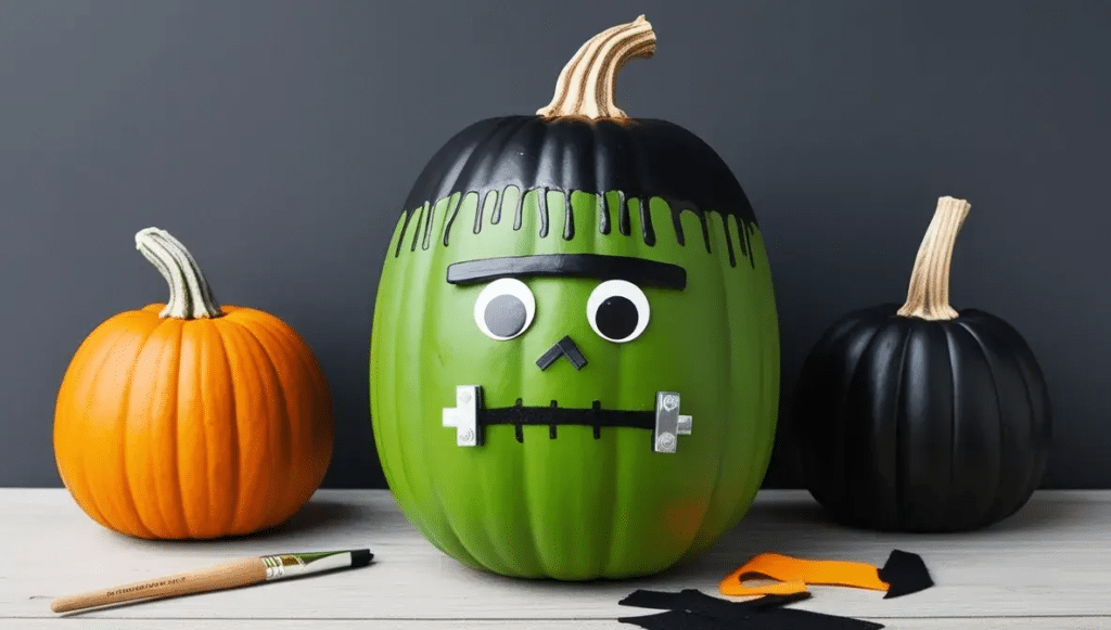 Frankenstein Pumpkin     Pumpkin Decorating