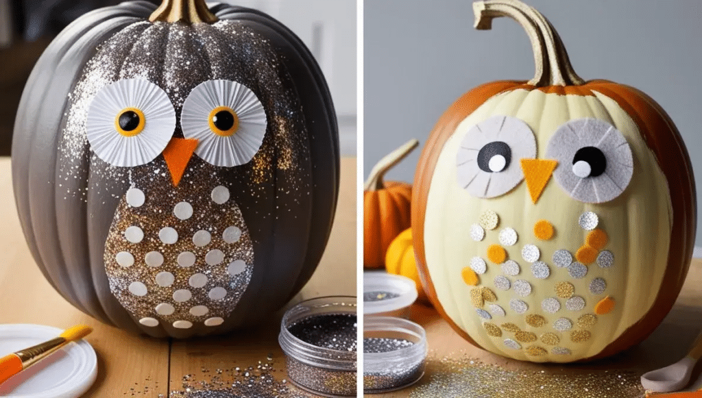 Glitter Owl Pumpkin   Pumpkin Decorating