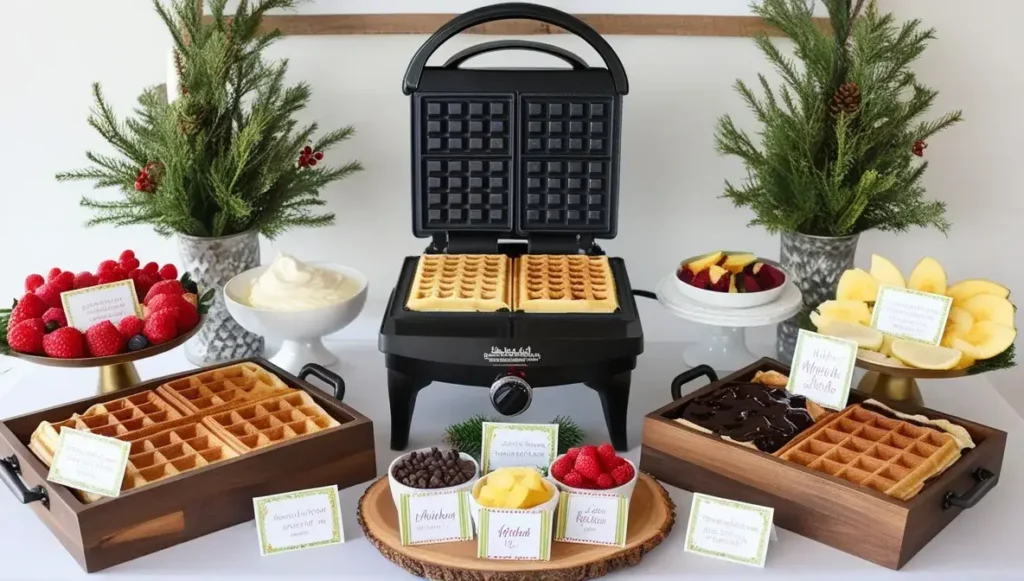 Waffle Bar  Christmas Brunch Decor Ideas