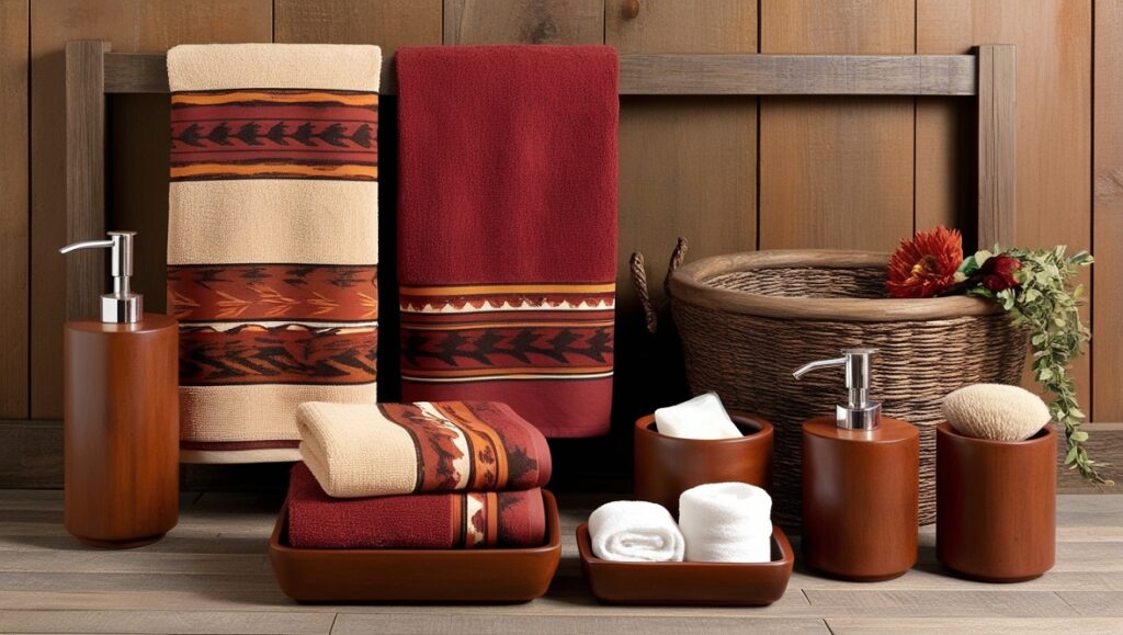 Coordinating Towels and Containers for Harmony