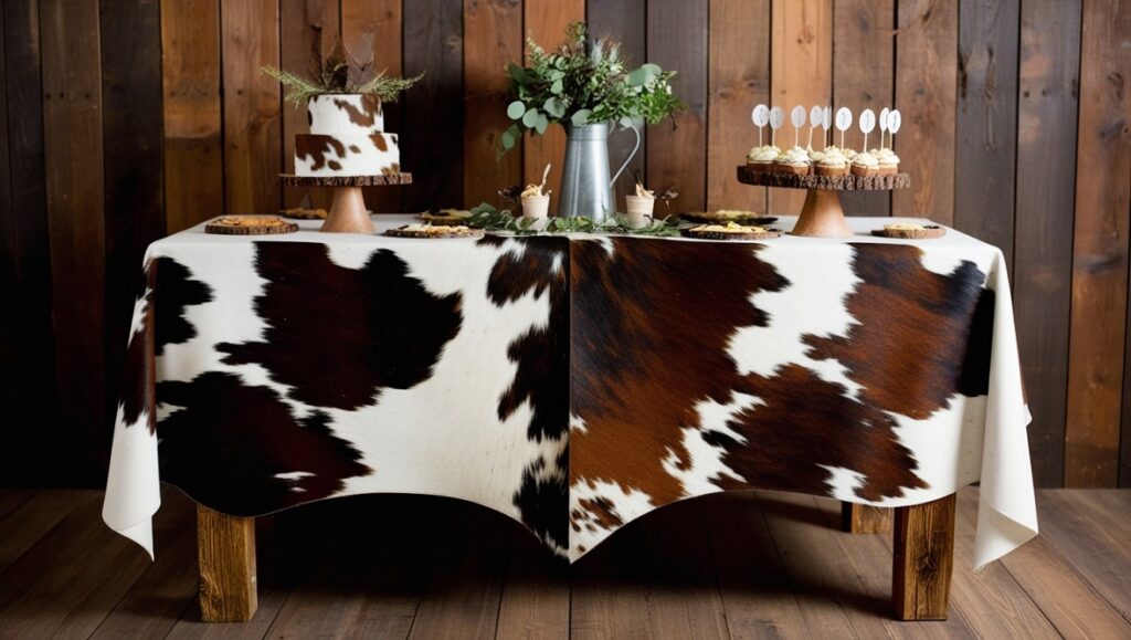 Cowhide Tablecloth Rustic Elegance