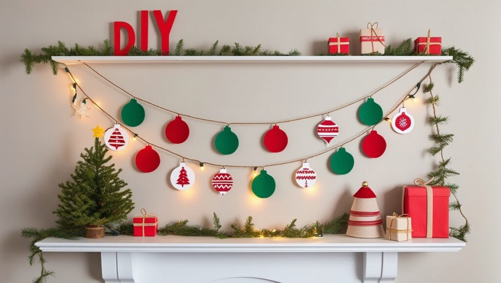 DIY Christmas Shelf Decor Garland Whimsical and Playful