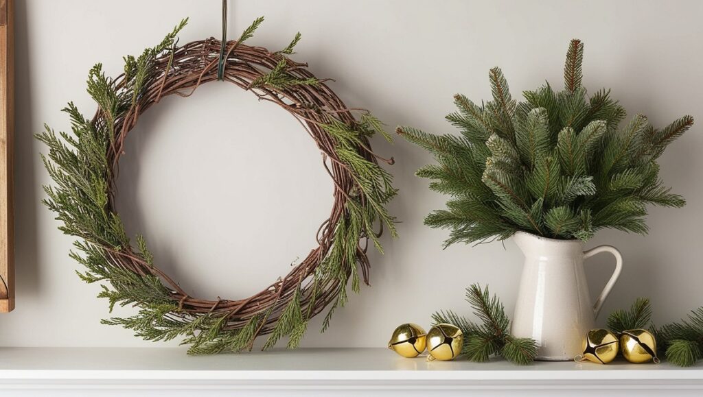 DIY Christmas Shelf Decor Vine Wreath: Rustic and Elegant