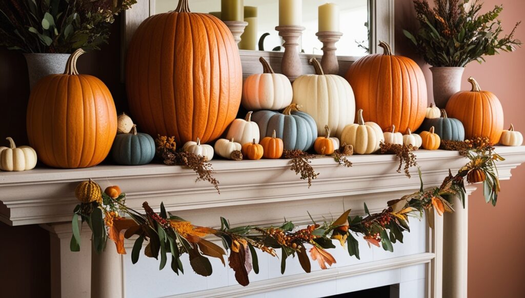 Fireplace Mantel Pumpkins