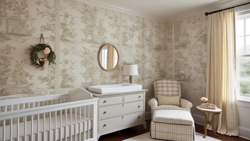 Nursery Wallpaper with Old-Fashioned Patterns