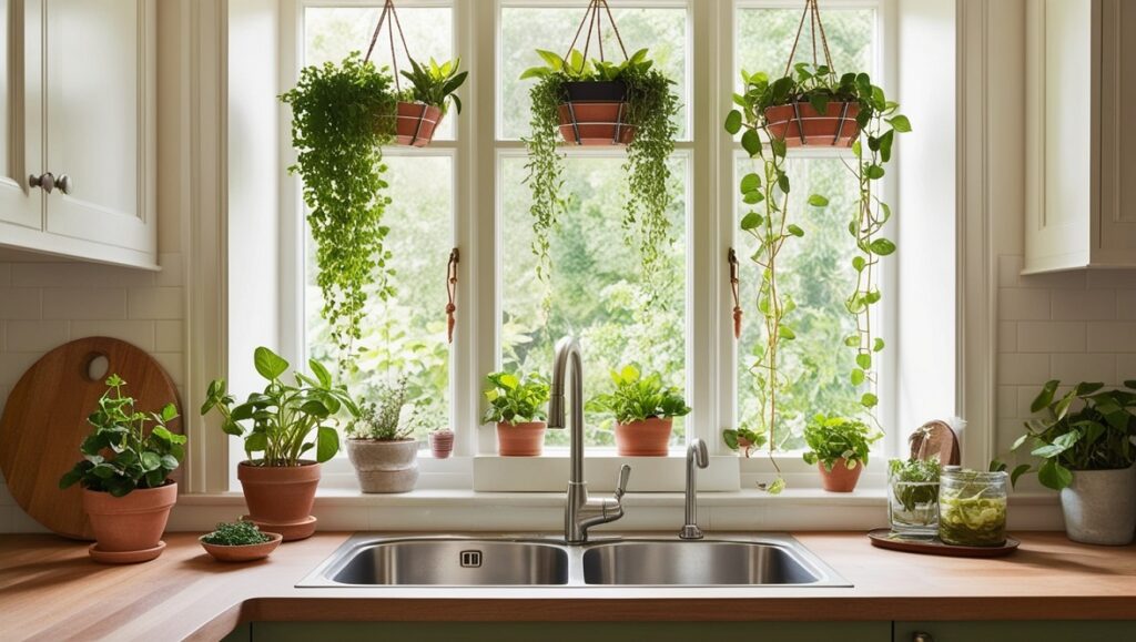 Plant-Filled Sink Window