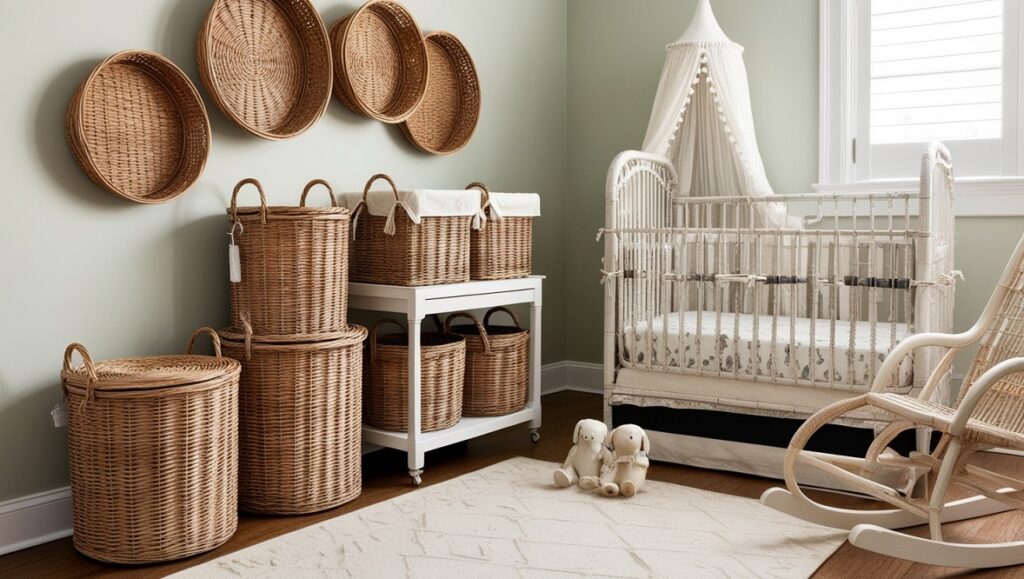 Wicker Accents for Storage and Style