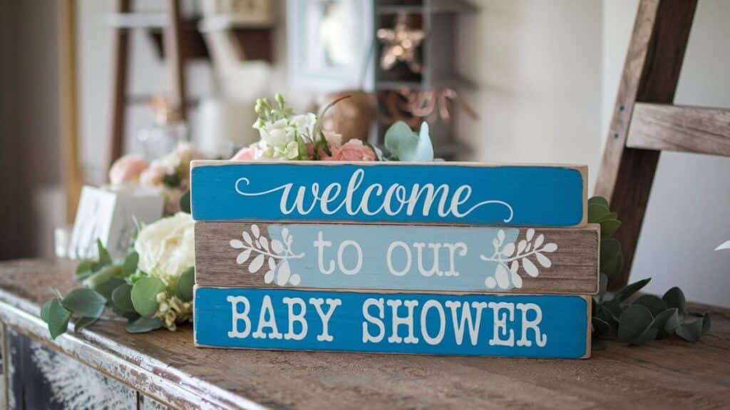 Wooden Block Baby Shower Sign