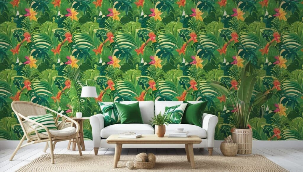 Tropical Bold Patterns               Living Room Wallpaper Ideas