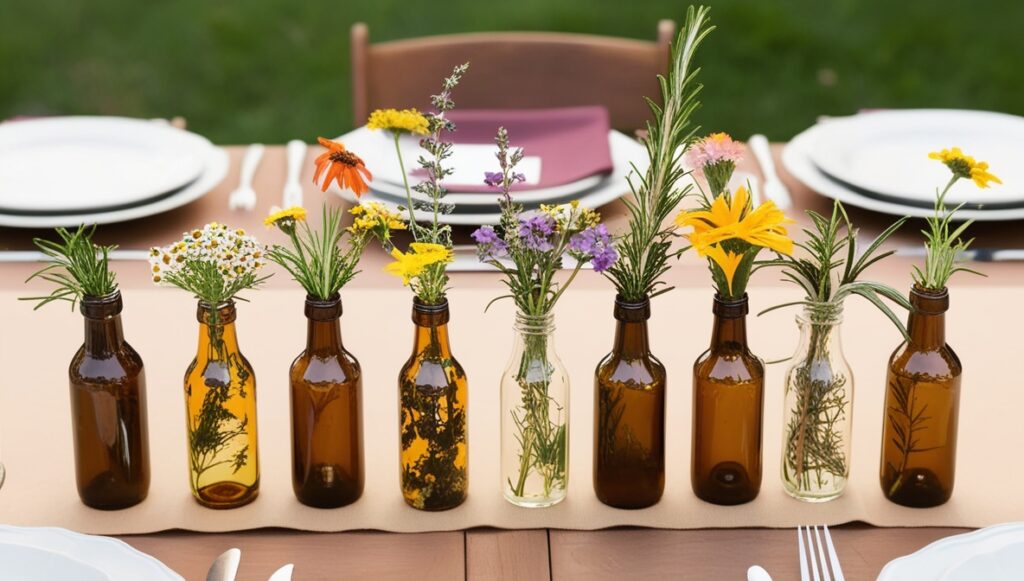 Bottled Wildflower Centerpieces