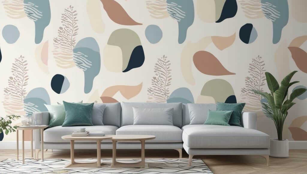 Abstract Patterns in Light Colors     Living Room Wallpaper Ideas