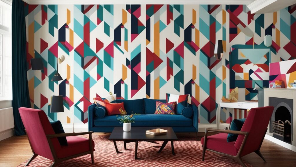 Bold Geometric Patterns          Living Room Wallpaper Ideas