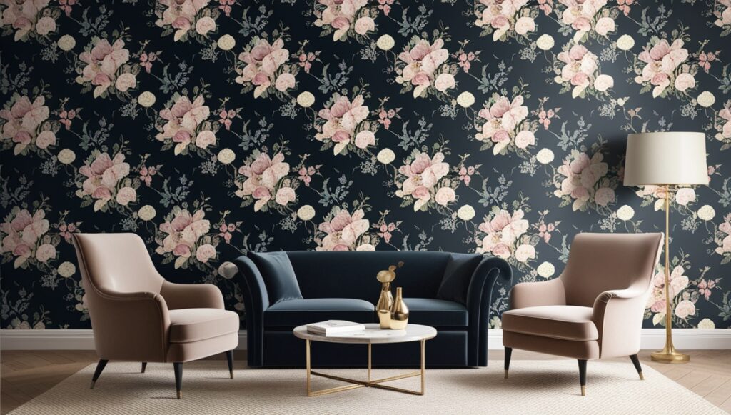 Floral but Darker Wallpapers    Living Room Wallpaper Ideas