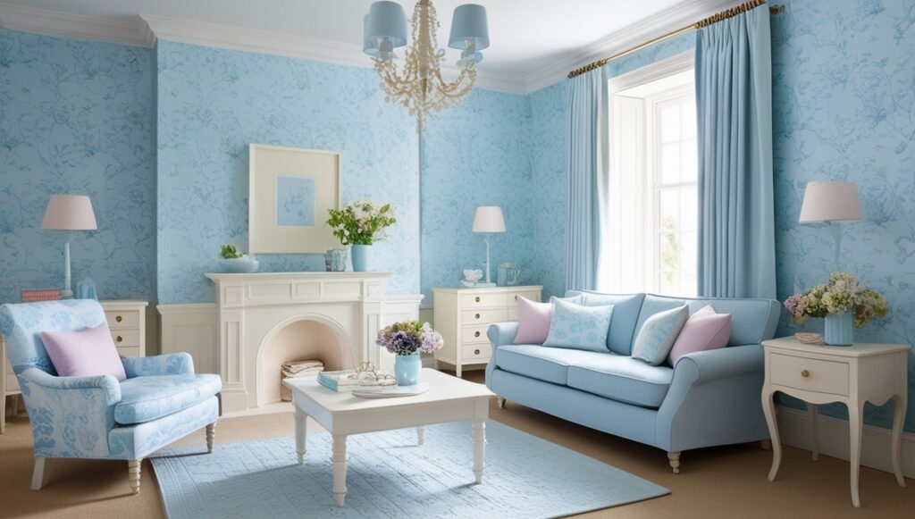 Pale Pretty Blues                       
Living Room Wallpaper Ideas