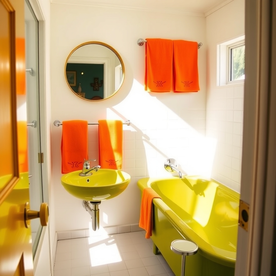 A Pop of Color...Midcentury Bathroom Designs