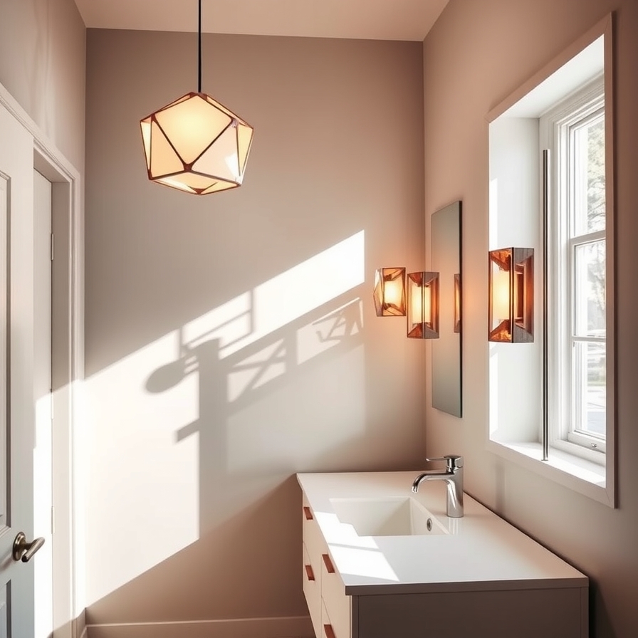 Statement Lighting...Midcentury Bathroom Designs