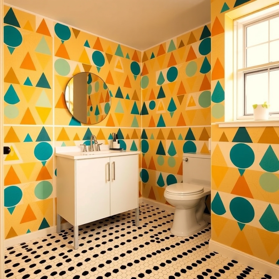 Geometric Patterns... Midcentury Bathroom Designs